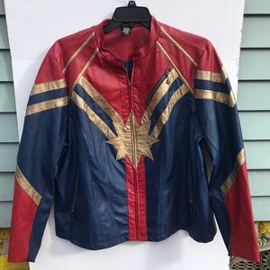 Captain Marvel Vegan Leather Red Bomber Jacket